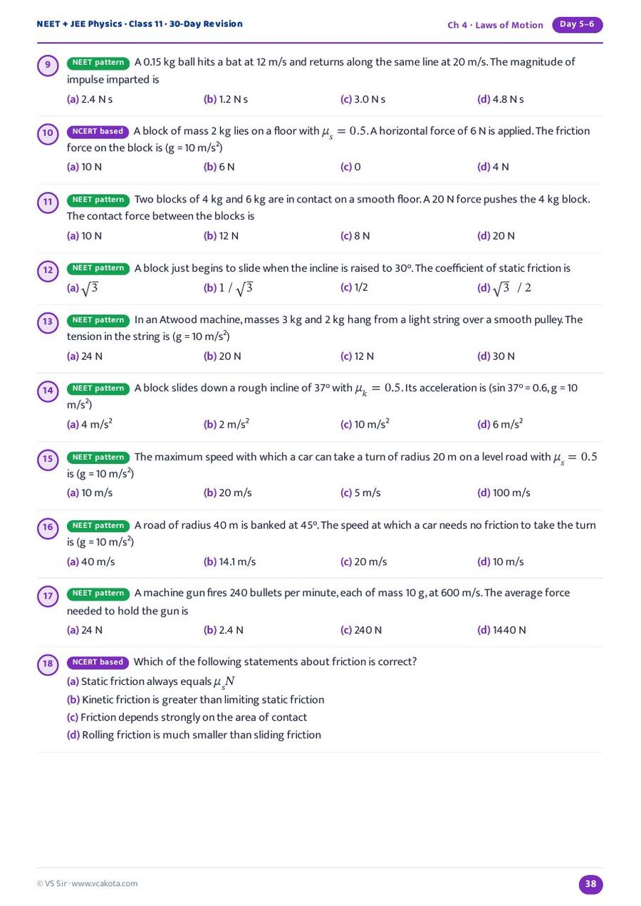 Laws of Motion practice questions